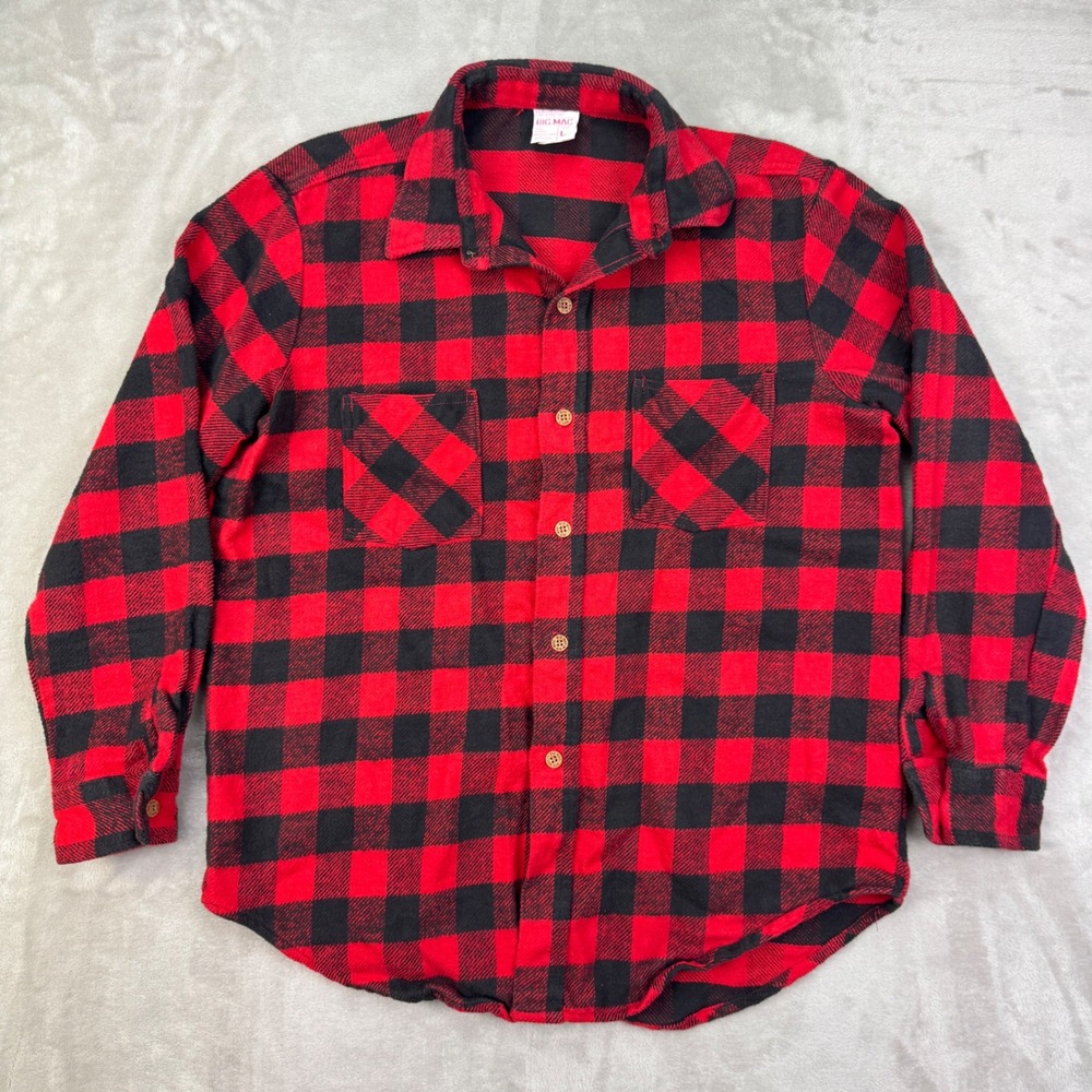 VTG 70s Big Mac Flannel Shirt Mens L Buffalo Plaid Utility Red Black JC Penney - Picture 3 of 10